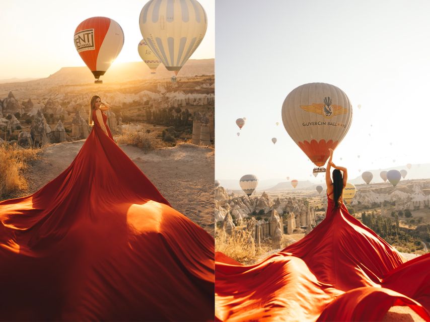 Cappadocia: Photo Shooting With Flying Dresses - How the Flying Dress Setup Works (Satin, Not Tulle)