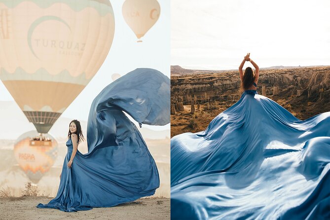 Cappadocia Photoshooting with Flying Dress - Choosing your flying dress: satin-only pricing and try-on help