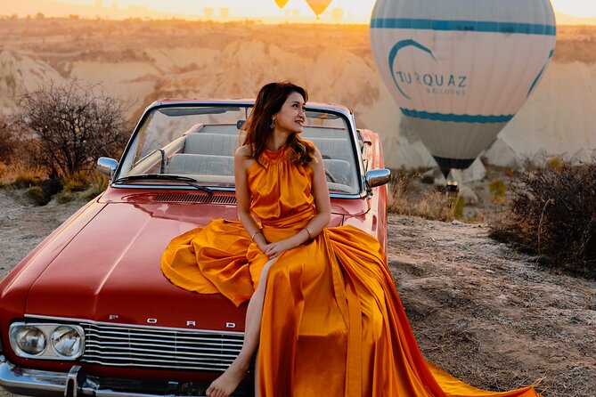 Cappadocia Private Photo Shoot with Flying Dress & Vintage Car - Flying Dress and vintage car photos, with pose guidance from Enes