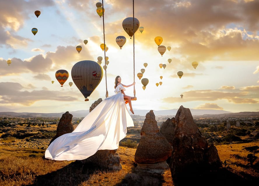 Cappadocia: Taking photo with Swing at hot air balloon view - Dress, posing cues, and how to get photos that look effortless