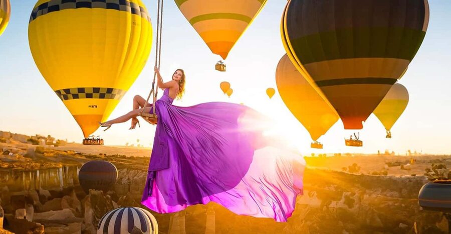 Cappadocia: Taking photo with Swing at hot air balloon view - Pickup in Göreme or Cappadocia, then back to your hotel